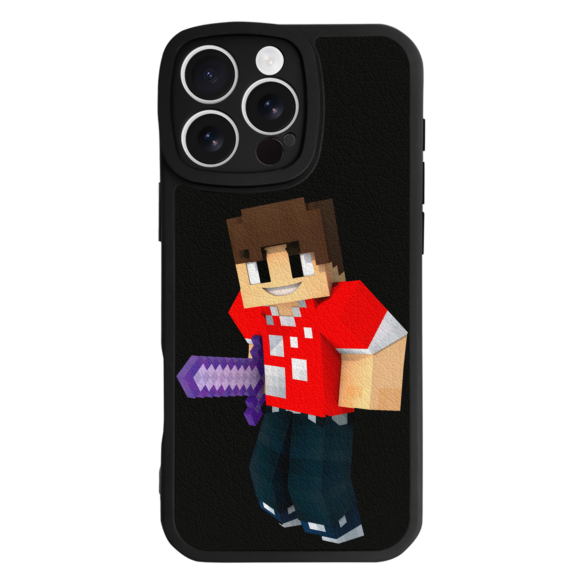 （画像用） マインクラフト ブロックの世界 Minecraft MC Block world 【iPhone 16シリーズ対応】シリコンスマホケース（レザー調） 材質：シリコン